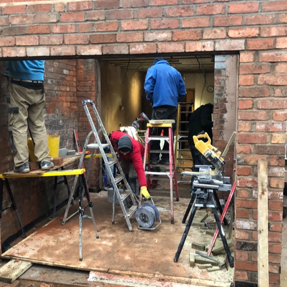 Home extension construction in progress at Solihull property showing building work